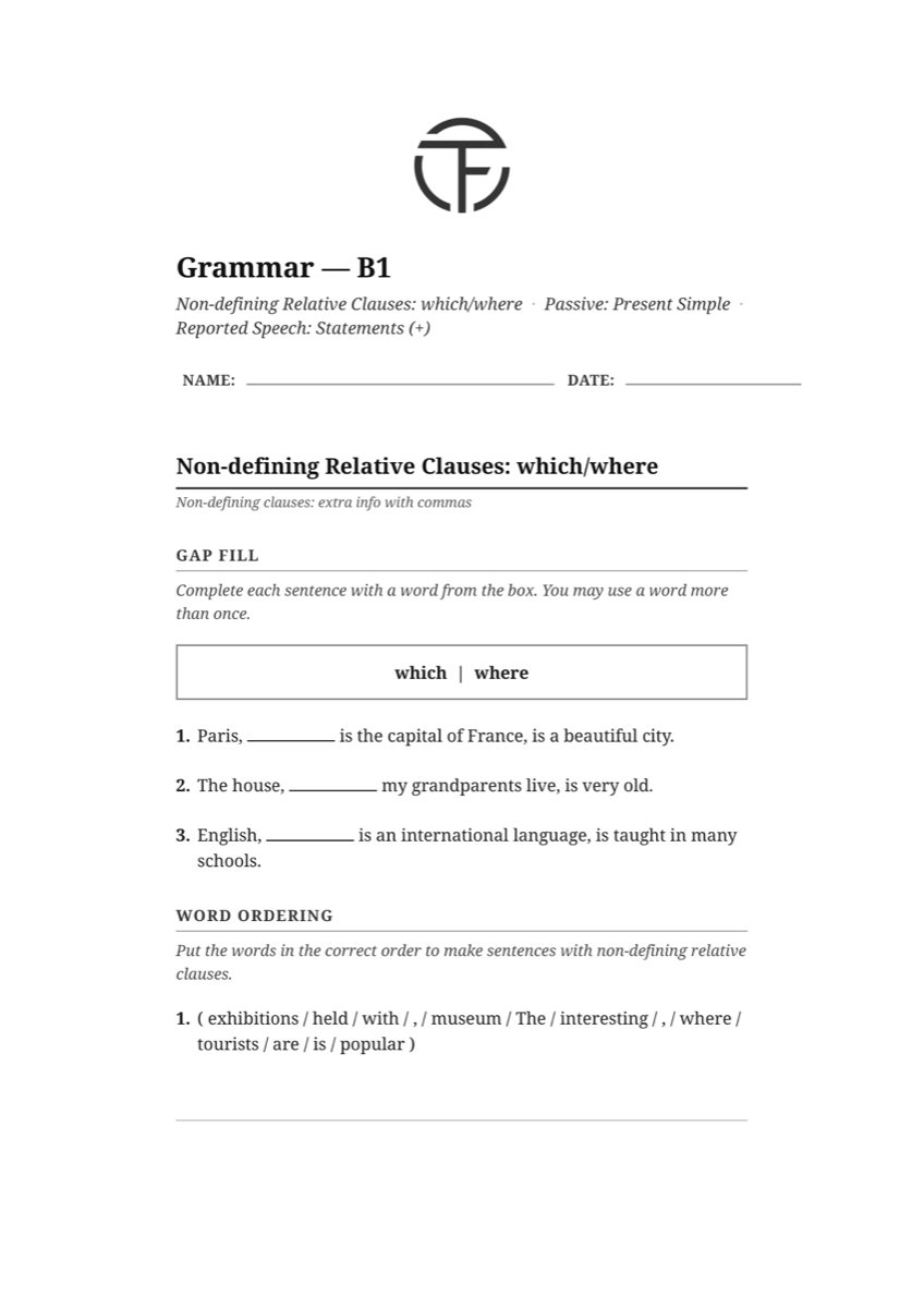 First page of Hallmark Upper-B1 Grammar